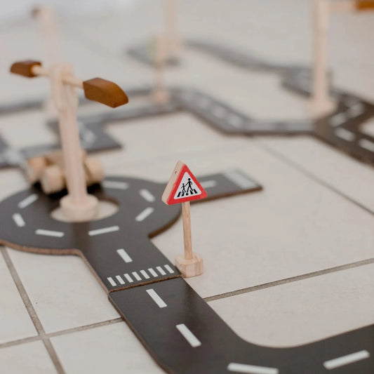 Wooden street with lights set